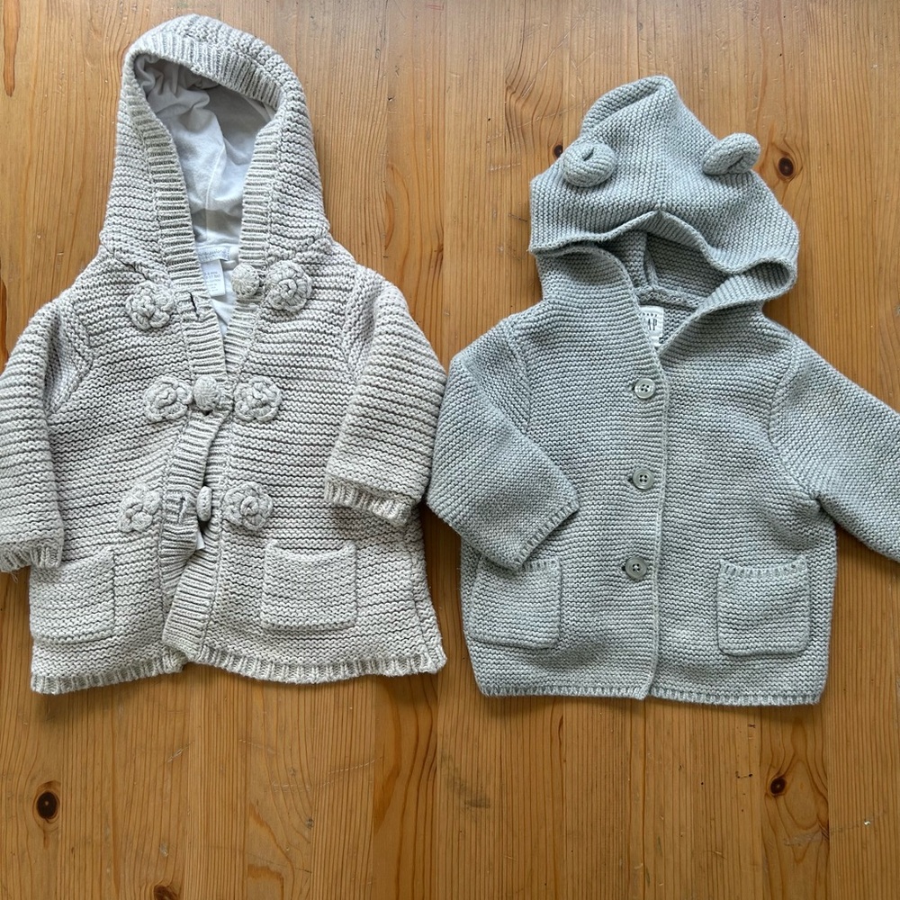 Bundle Lot 2X Baby Gap | First Impression Hooded Sweaters Cardigans 3-6 Months